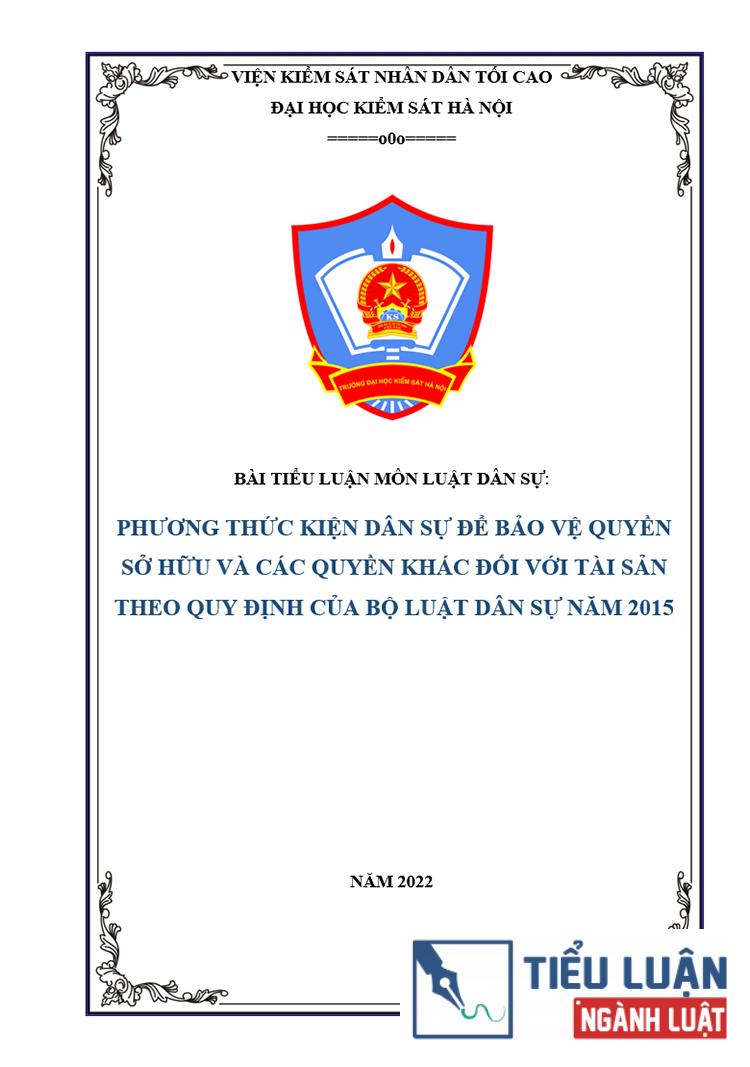 [Tiểu luận 2022] Phương thức kiện dân sự để bảo vệ quyền sở hữu và các quyền khác đối với tài sản theo quy định của Bộ luật Dân sự năm 2015