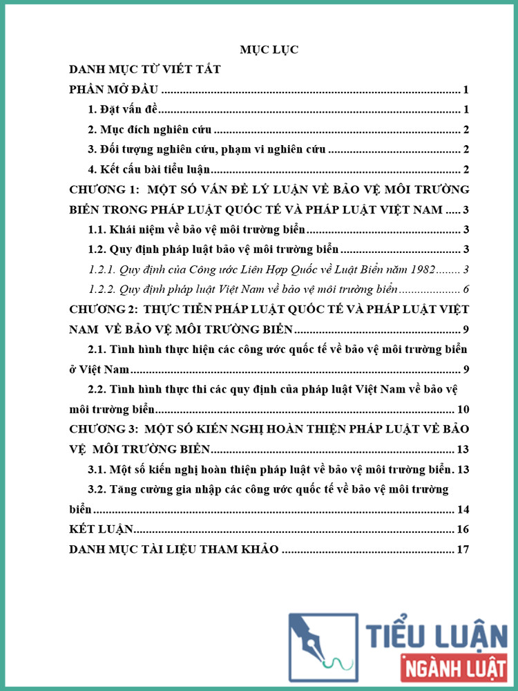 [Tiểu luận 2021] Bảo vệ môi trường biển trong pháp luật quốc tế và pháp luật Việt Nam