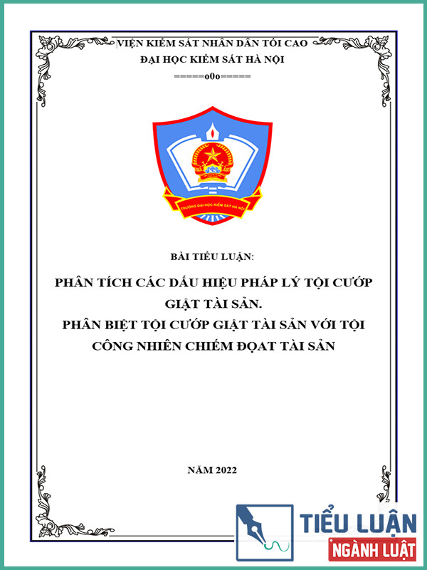 [Tiểu luận 2022] Phân tích các dấu hiệu pháp lý Tội cướp giật tài sản. Phân biệt Tội cướp giật tài sản với Tội công nhiên chiếm đọat tài sản