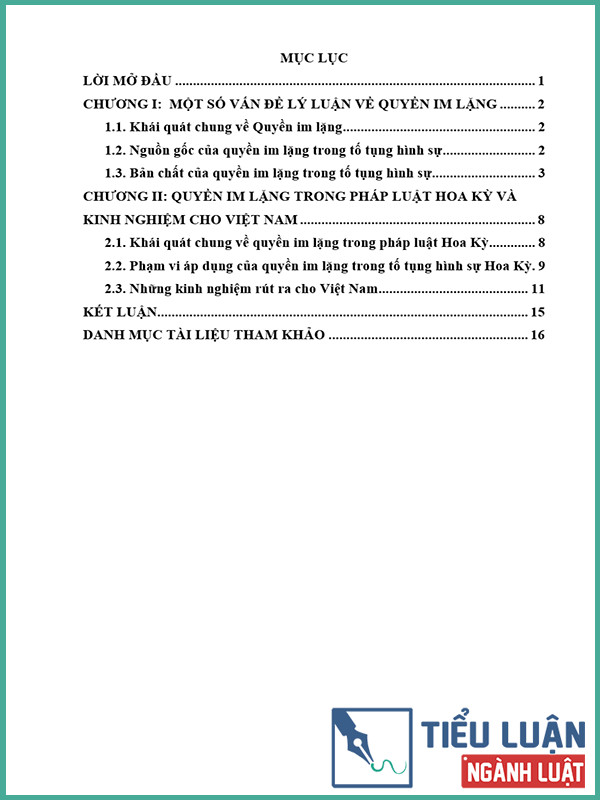 [Tiểu luận 2022] Quyền im lặng trong pháp luật Hoa Kỳ và những kinh nghiệm cho Việt Nam