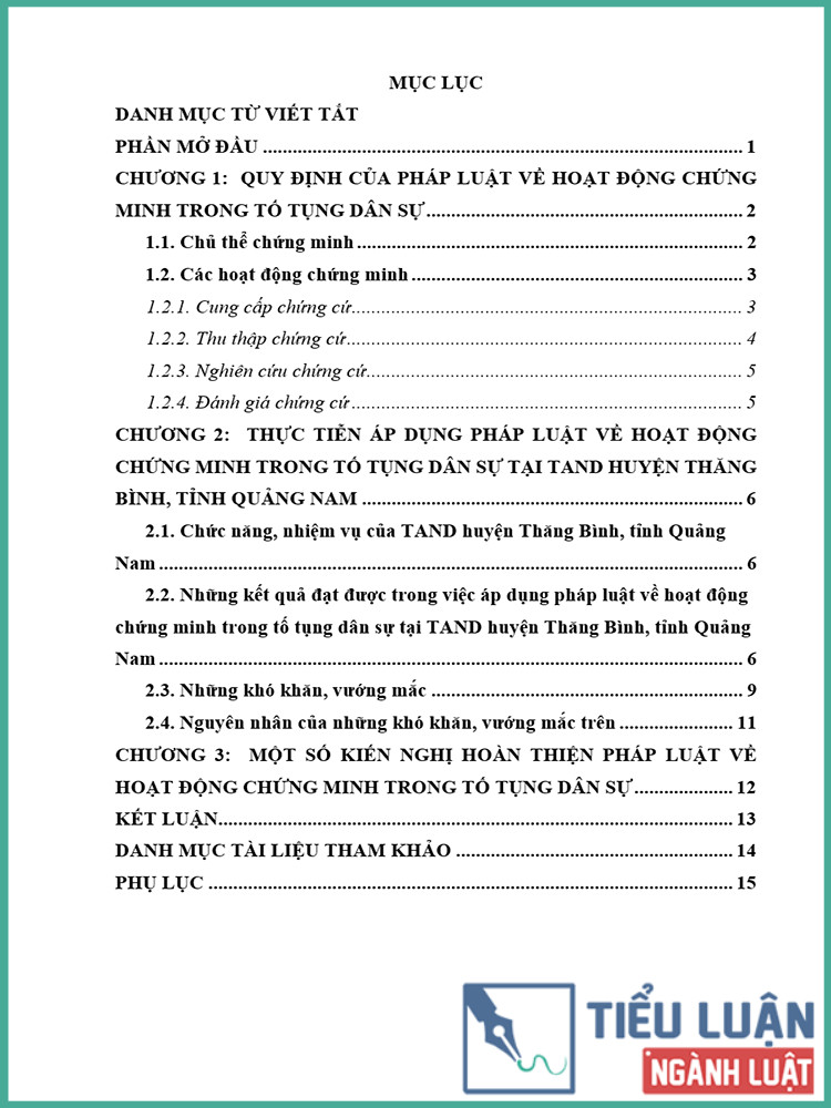[Tiểu luận 2021] Thực trạng pháp luật về hoạt động chứng minh trong tố tụng dân sự qua thực tiễn áp dụng tại Tòa án nhân dân huyện Thăng Bình, tỉnh Quảng Nam