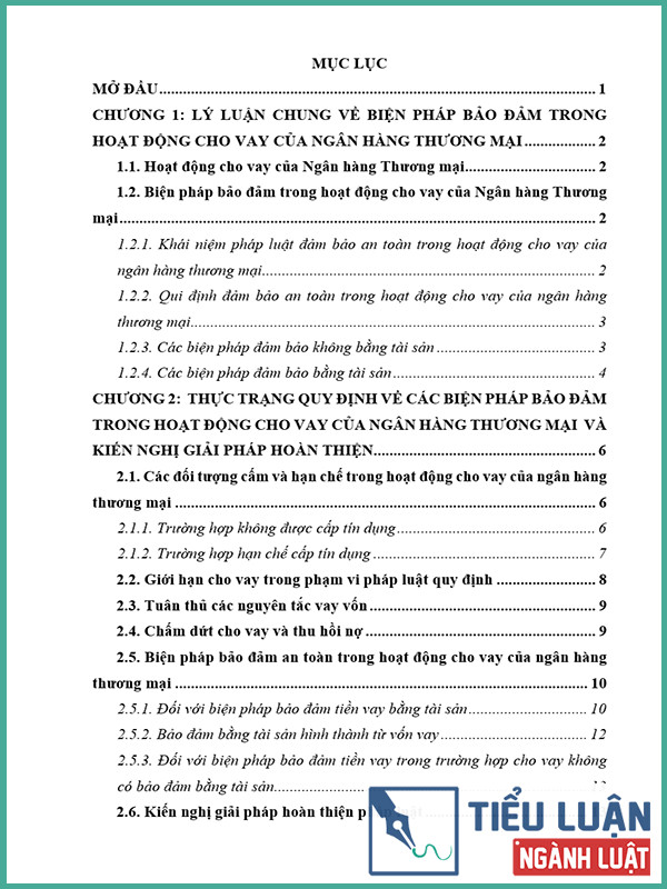 [Tiểu luận 2022] Thực trạng quy định về các biện pháp bảo đảm trong hoạt động cho vay của Ngân hàng thương mại