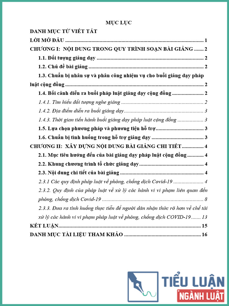 [Tiểu luận 2021] Xây dựng bài giảng pháp luật cộng đồng về phòng chống dịch virus Corona cho người dân thị xã Ba Đồn, tỉnh Quảng Bình?