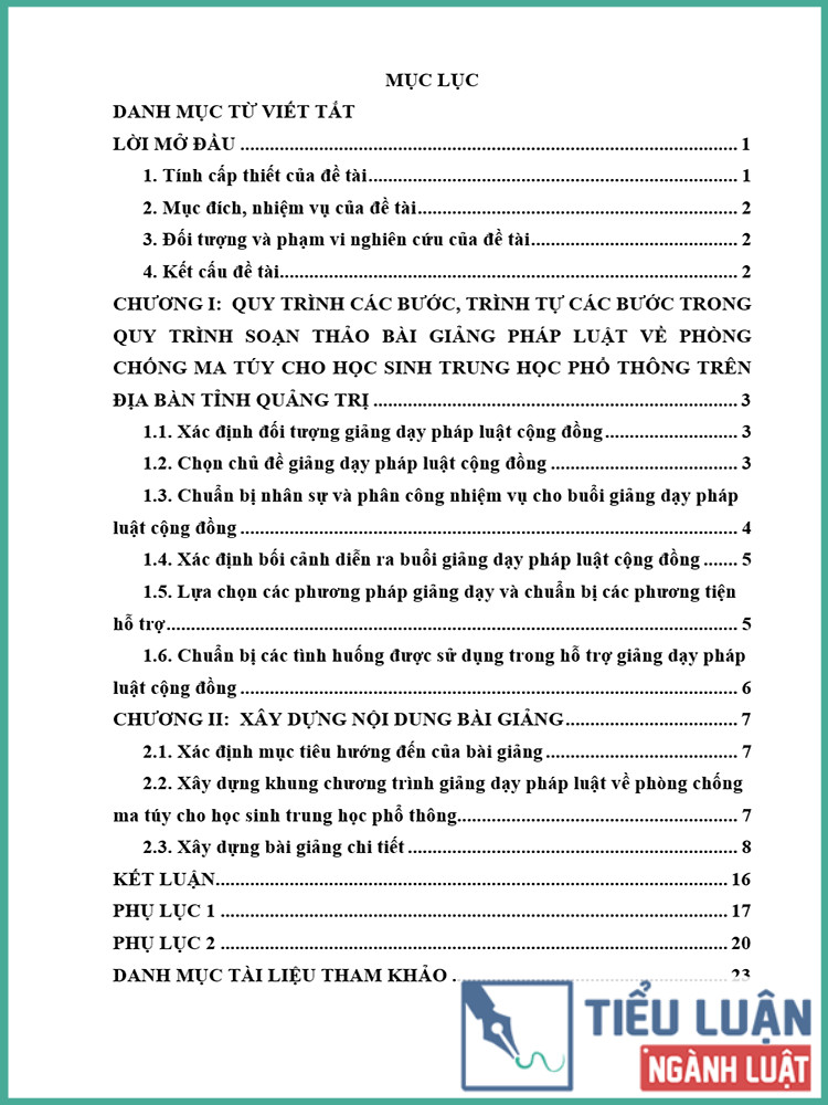 [Tiểu luận 2021] Xây dựng bài giảng pháp luật về phòng chống ma túy cho học sinh trung học phổ thông trên địa bàn tỉnh Quảng Trị