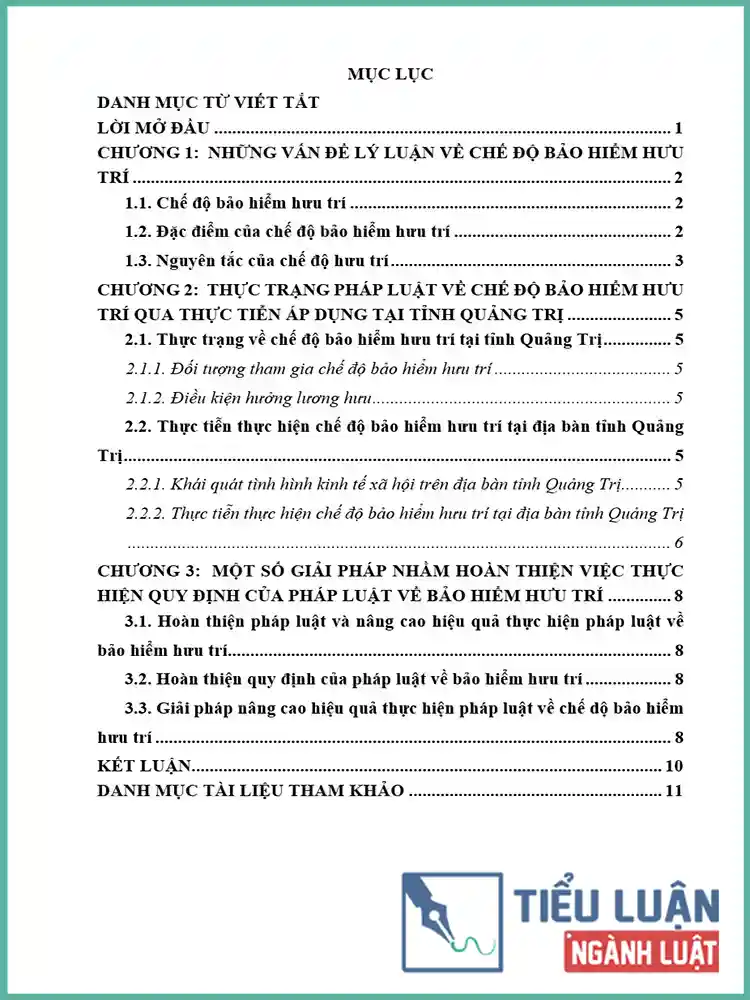 [Tiểu luận 2021] Pháp luật về chế độ bảo hiểm hưu trí qua áp dụng thực tiễn tại tỉnh Quảng Trị