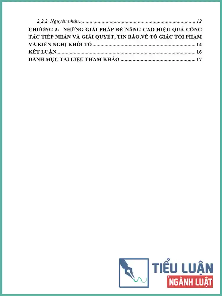 [Tiểu luận 2021] Tiếp nhận và giải quyết tố giác, tin báo về tội phạm, kiến nghị khởi tố của Viện kiểm sát nhân dân thành phố Quy Nhơn, tỉnh Bình Định