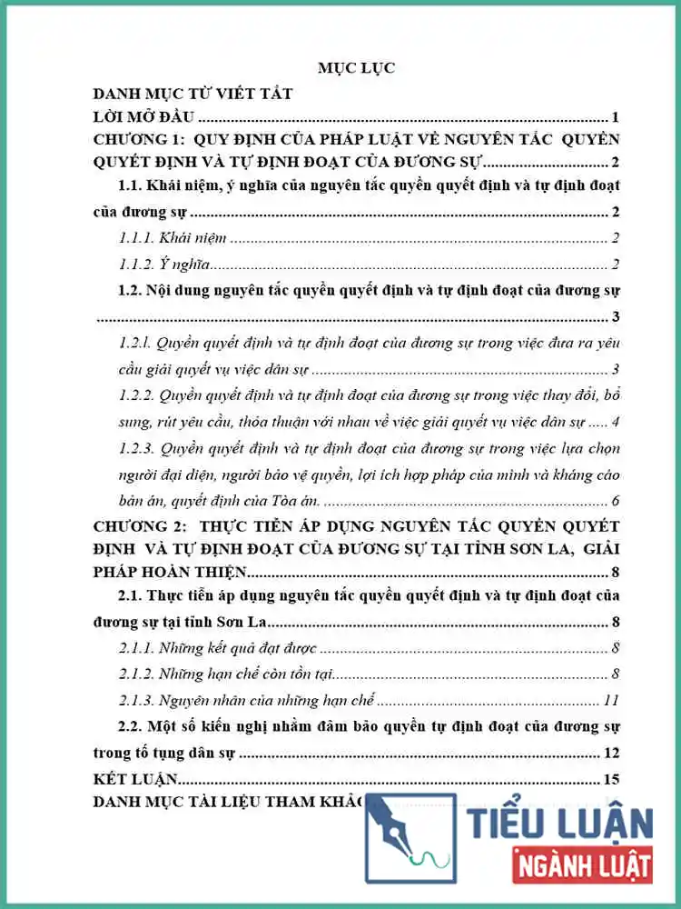 [Tiểu luận 2021] Thực trạng quy định của pháp luật về Nguyên tắc quyền quyết định và tự định đoạt của đương sự trong tố tụng dân sự qua thực tiễn áp dụng tại tỉnh Sơn La