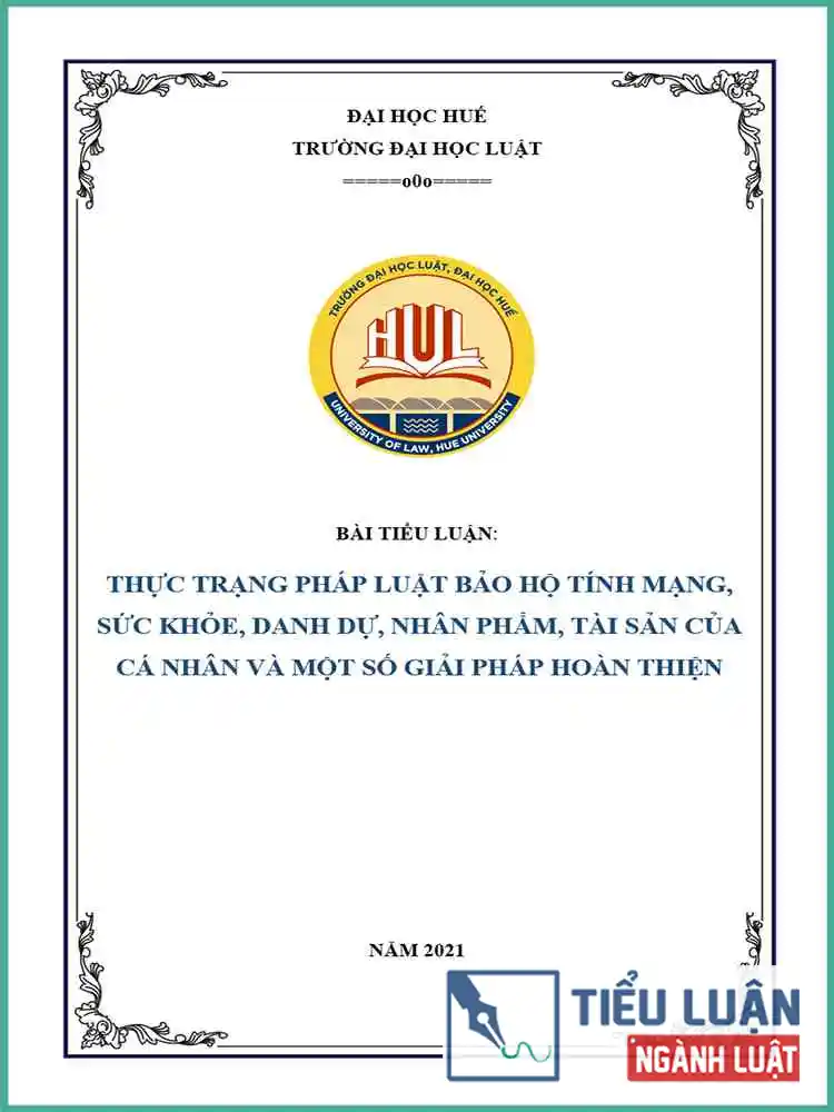 [Tiểu luận 2021] Thực trạng pháp luật bảo hộ tính mạng, sức khỏe, danh dự, nhân phẩm, tài sản của cá nhân và một số giải pháp hoàn thiện