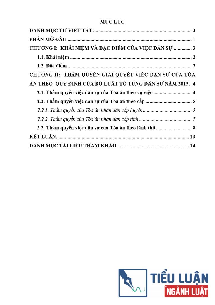 B0160 phan tich tham quyen giai quyet viec dan su cua toa an theo blttds nam 2015 2