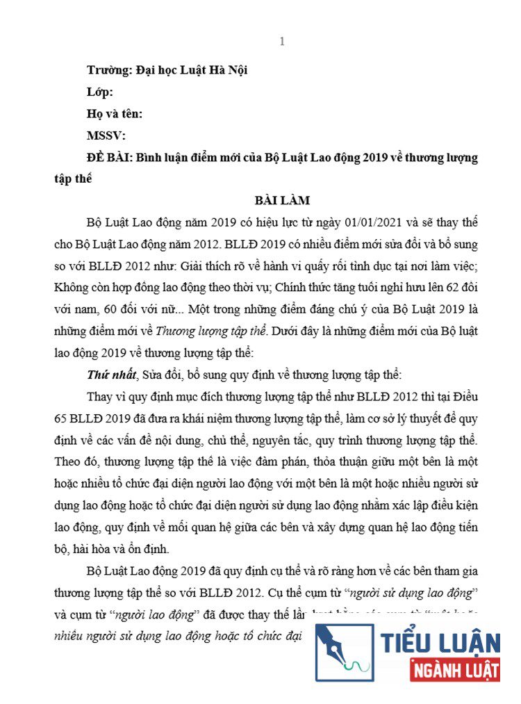 binh luan diem moi cua bo luat lao dong nam 2019 ve thuong luong tap the