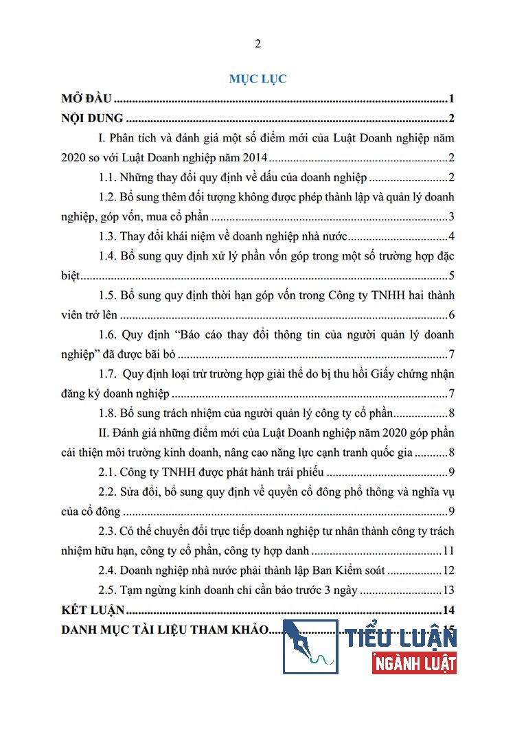 phan tich va danh gia mot so diem moi cua luat doanh nghiep nam 2020 so voi 2014 2