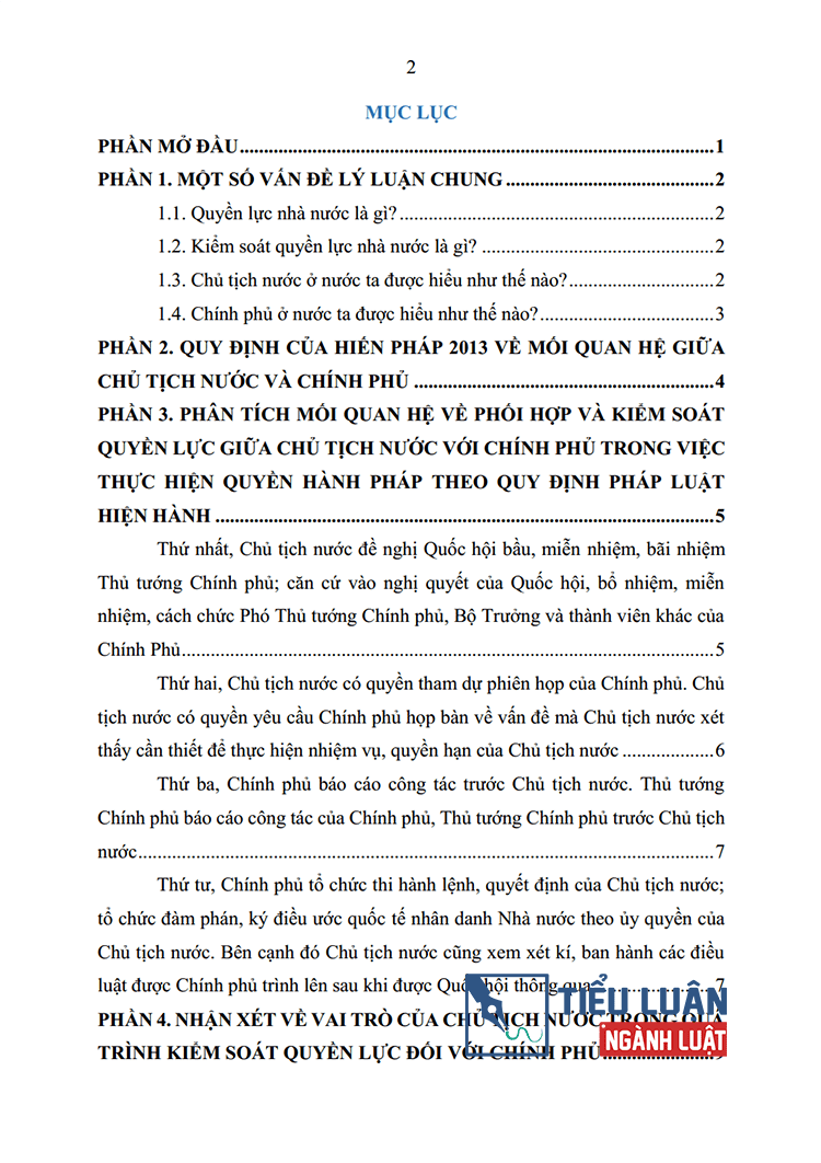 phan tich moi quan he ve phoi hop va kiem soat quyen luc giua chu tich nuoc voi chinh phu 2