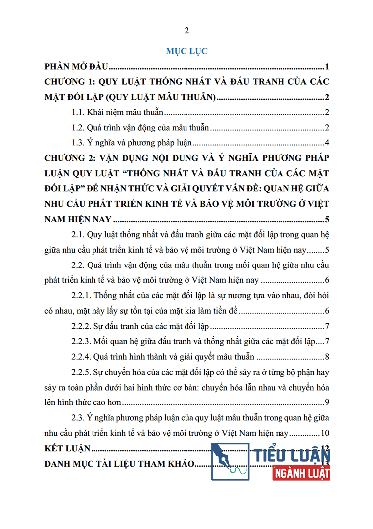 quy luat thong nhat va dau tranh giua cac mat doi lap van dung phan tich phat trien kinh te va bao ve moi truong 2