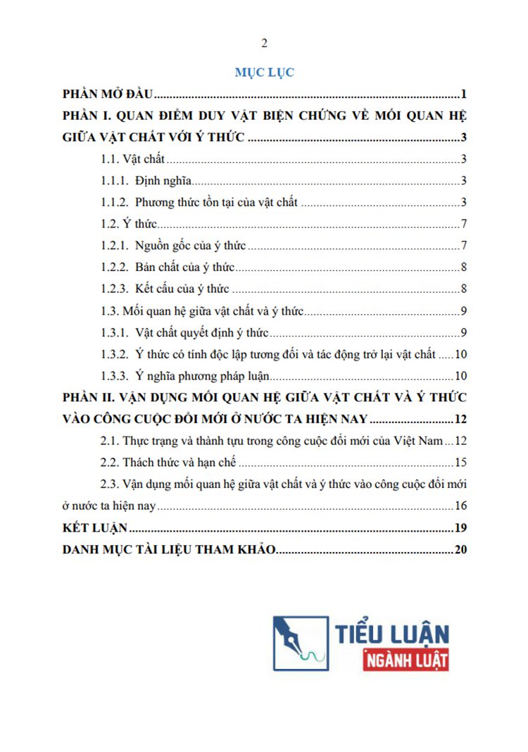 quan diem duy vat bien chung ve moi quan he giua vat chat voi y thuc va van dung vao cong cuoc doi moi bai 9 2
